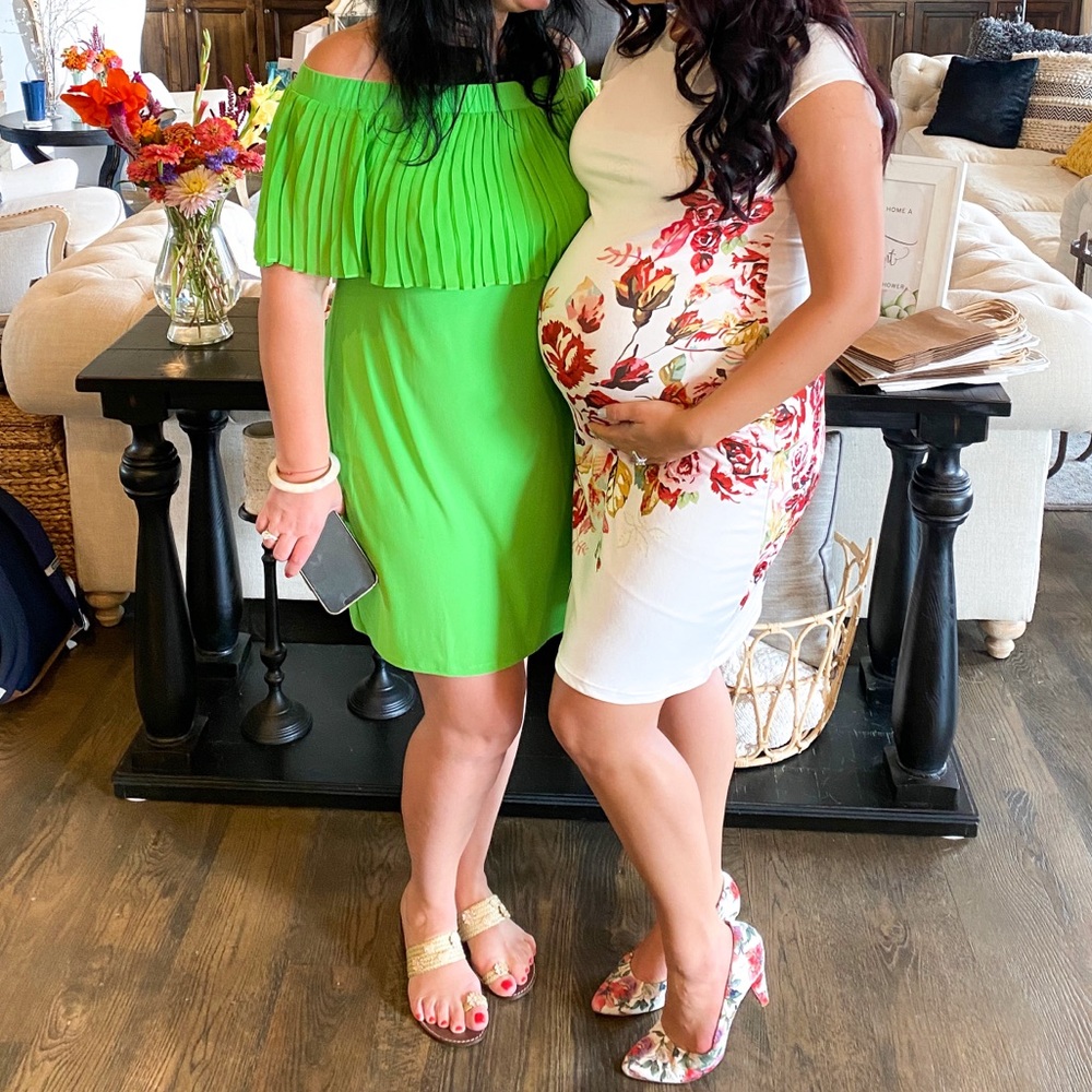 White form fitting maternity dress
